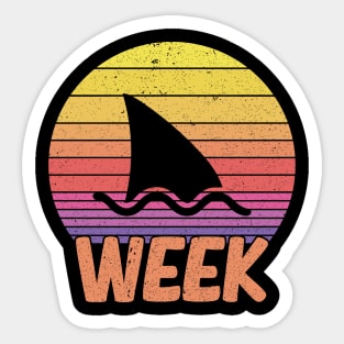 Funny Retro Shark Week 2025 Vintage Sunset Beach Sticker